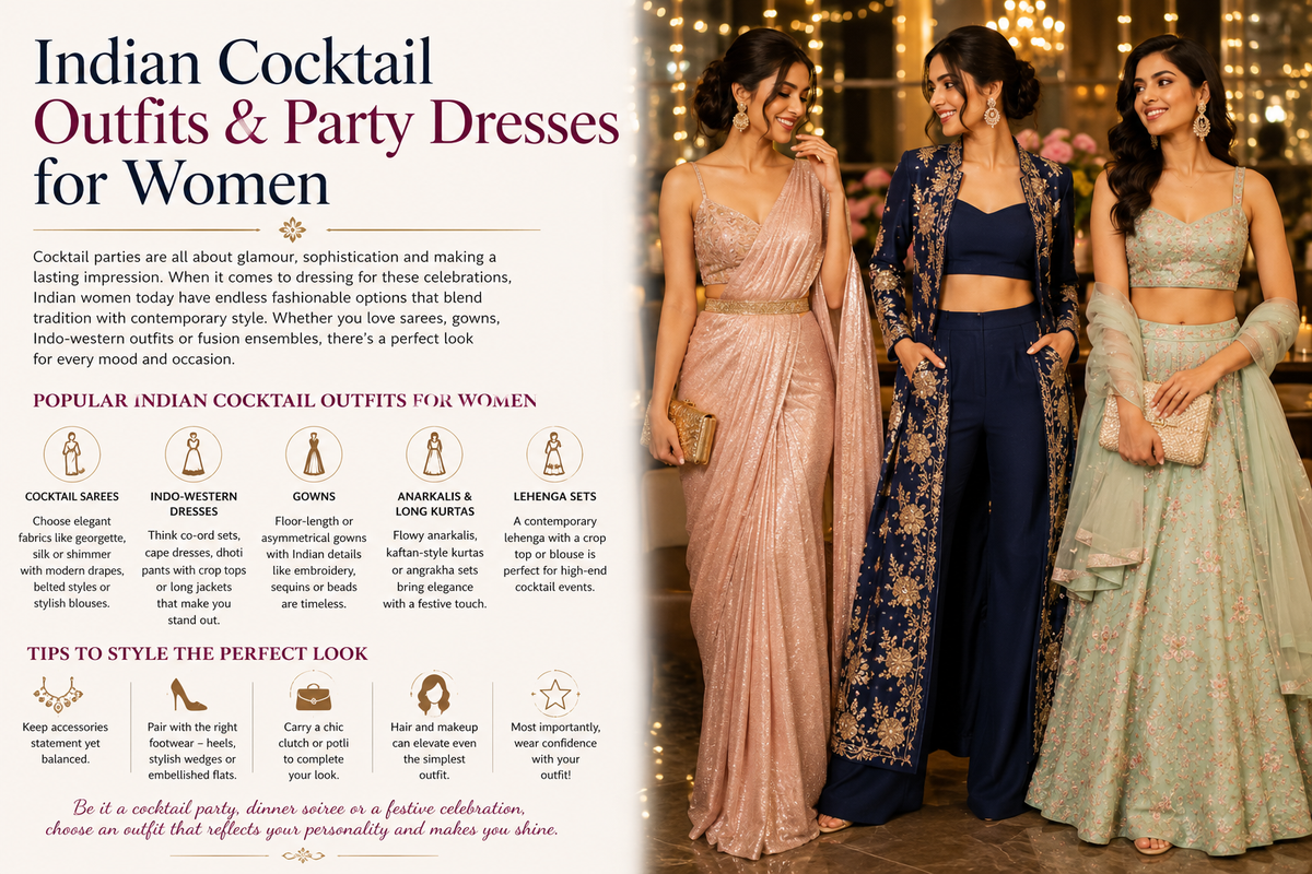 Indian Cocktail Outfits & Party Dresses for Women: Stylish Looks for Every Celebration