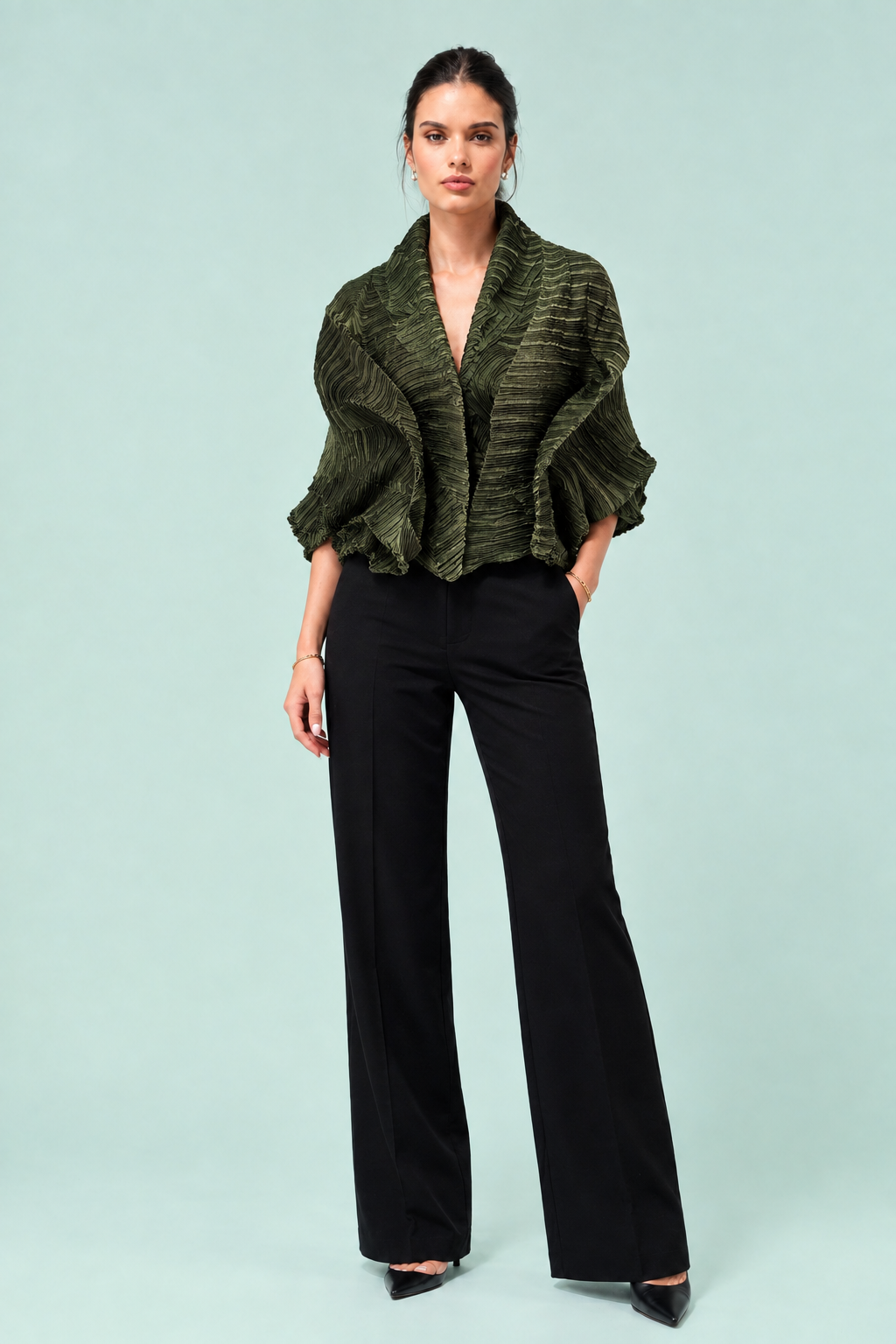 Green Cinched Top