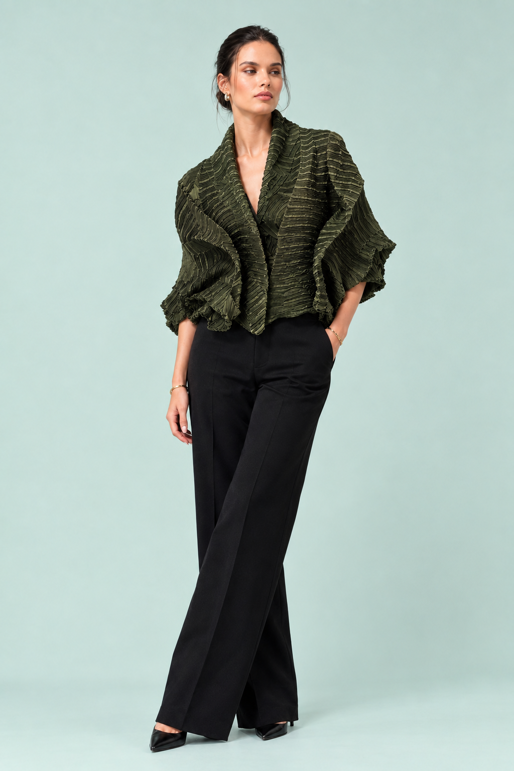 Green Cinched Top
