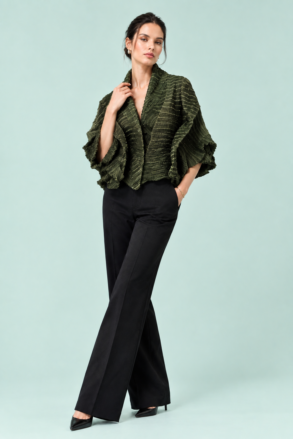 Green Cinched Top