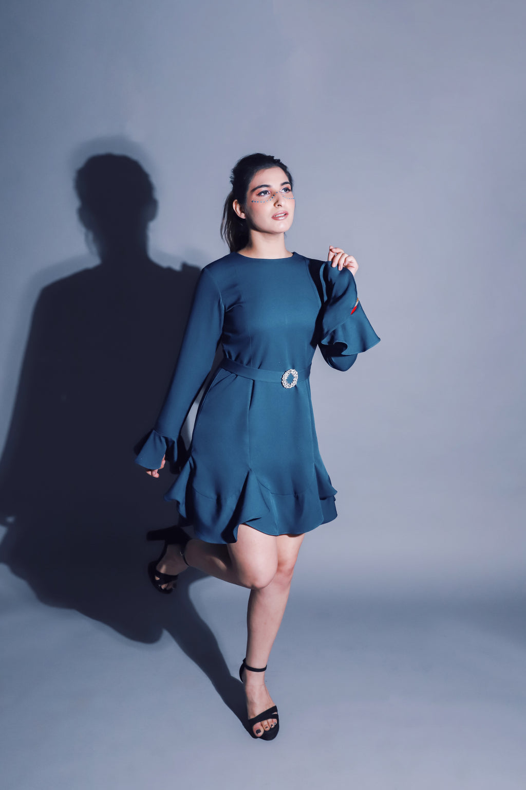 Teal Ruffle Dress