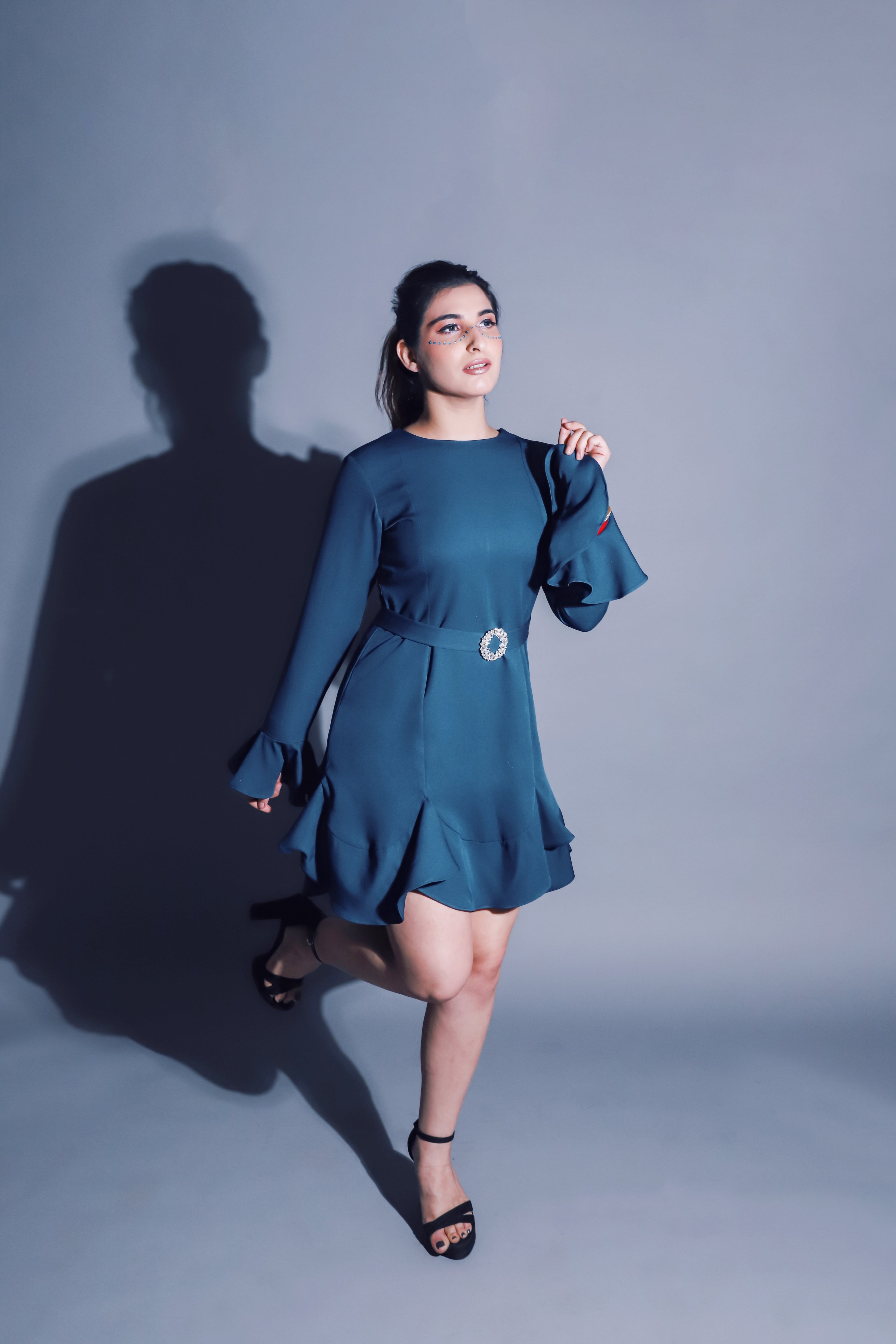 Teal Ruffle Dress
