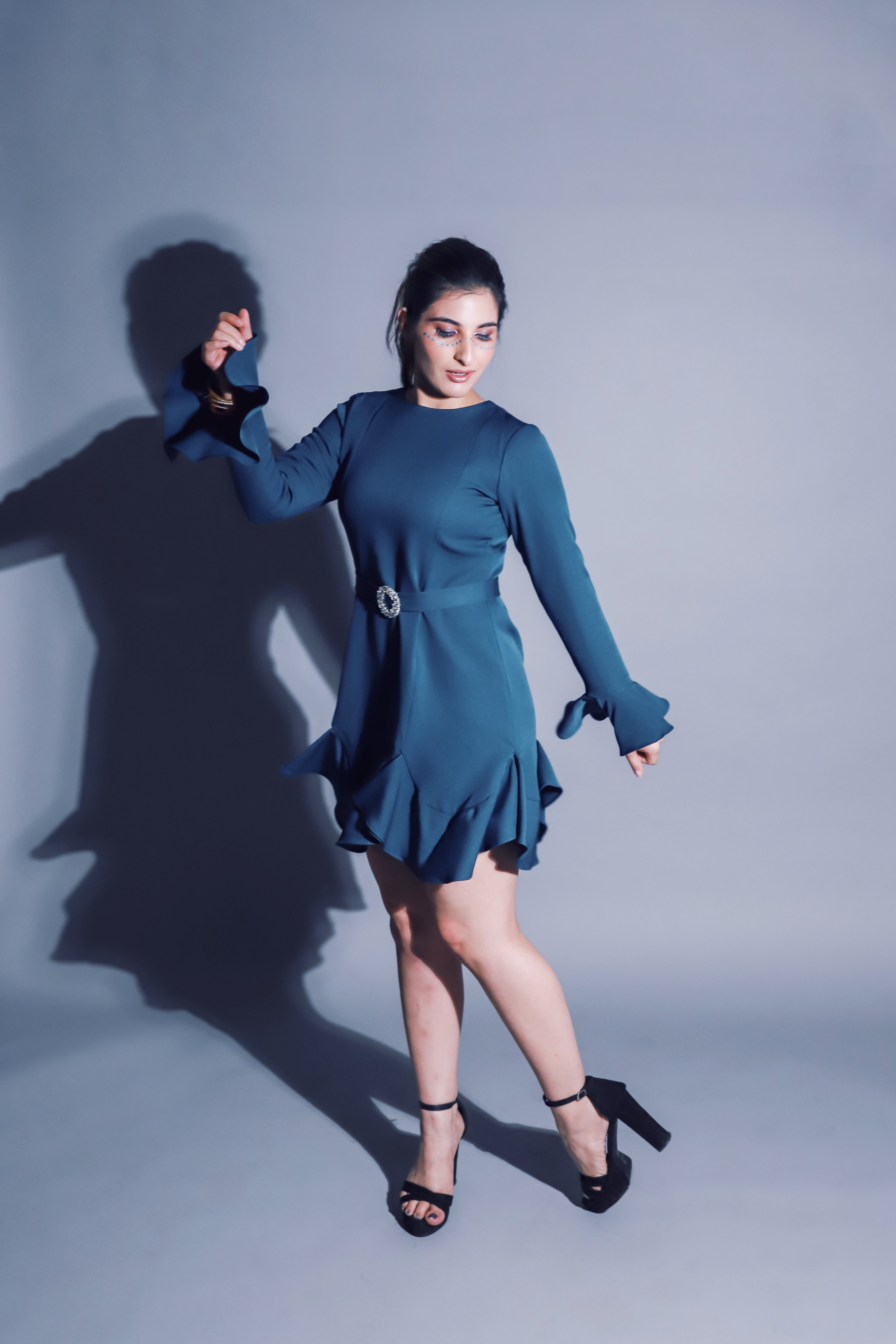 Teal Ruffle Dress