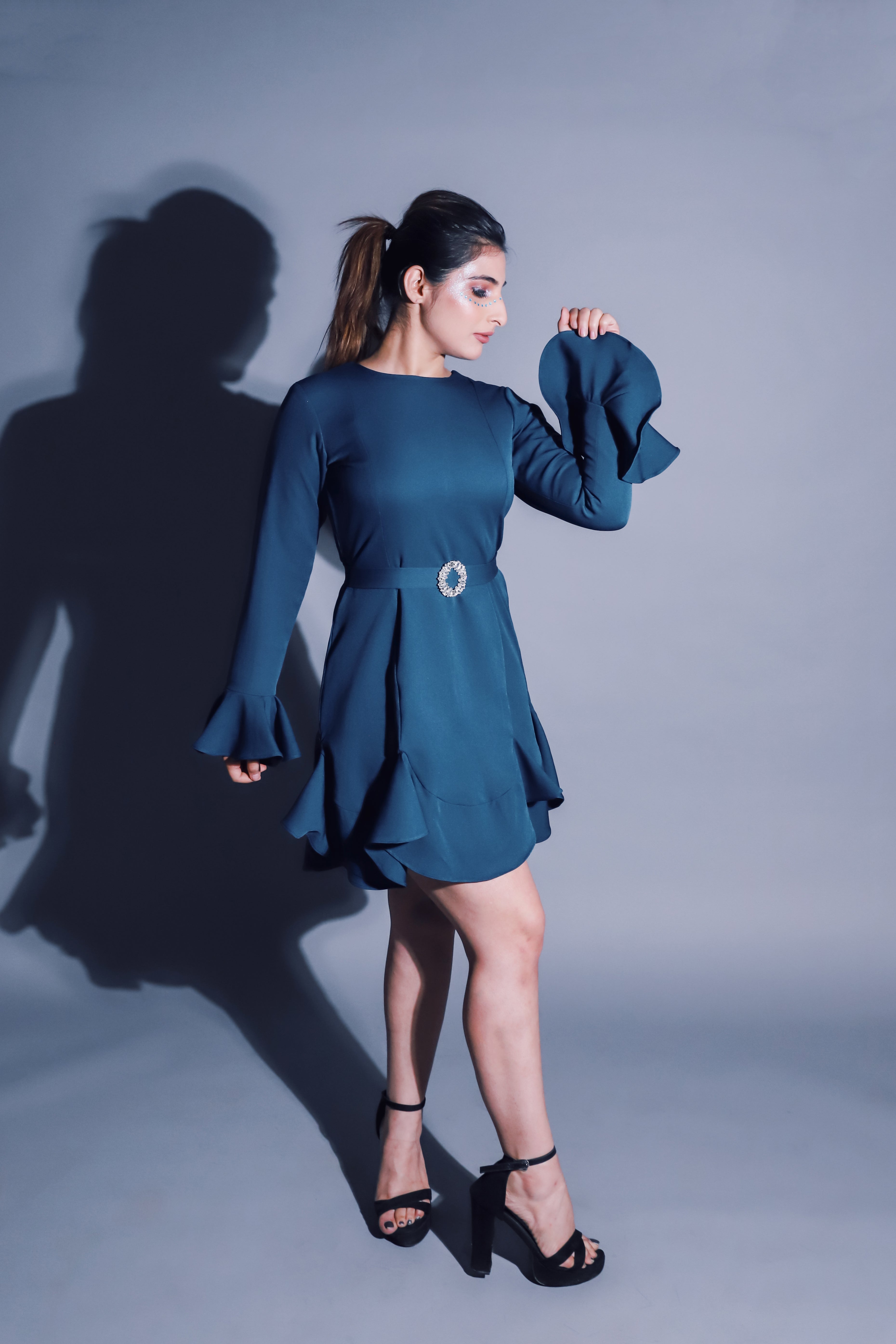Teal Ruffle Dress