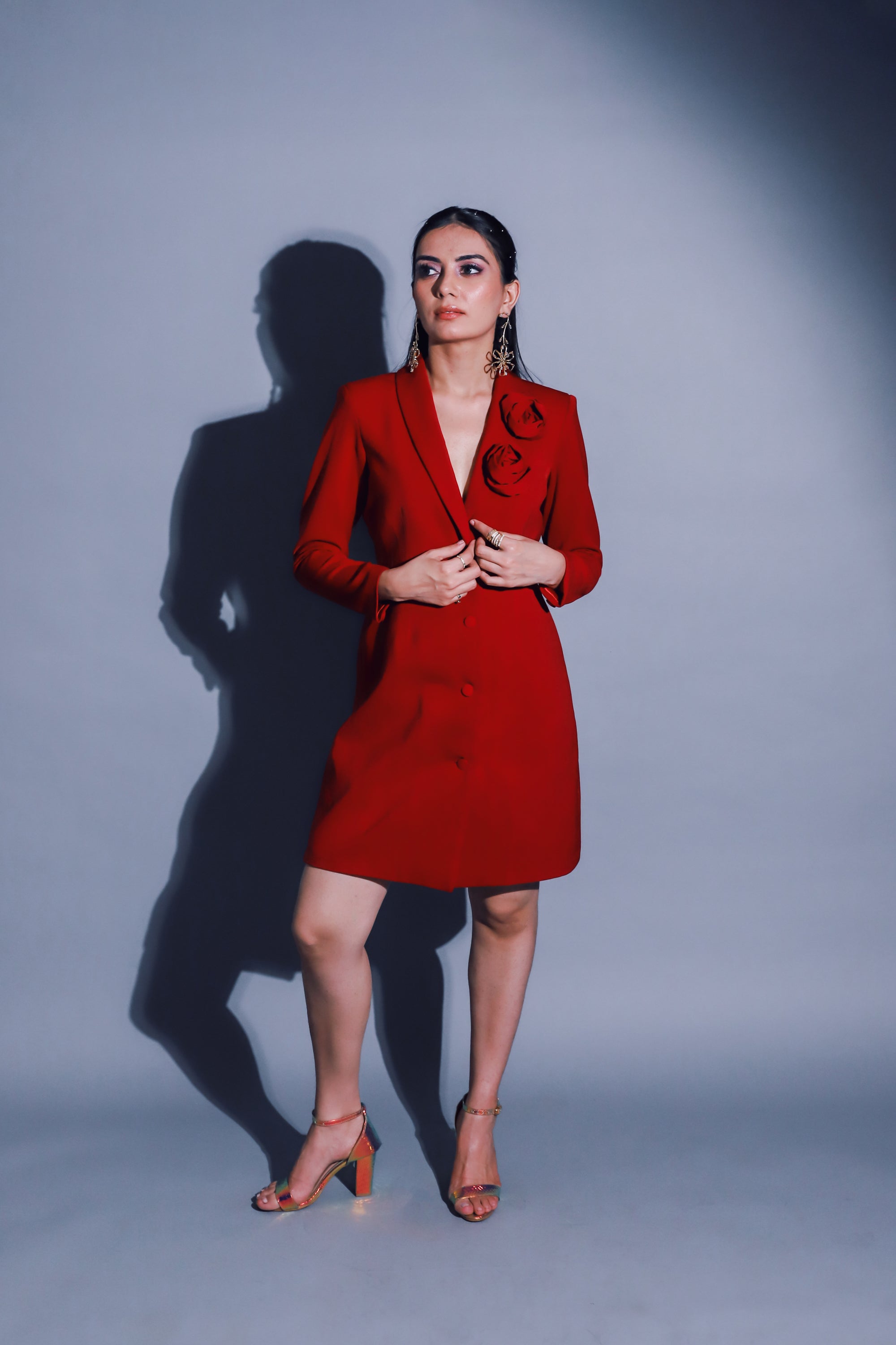 ROSE BLAZER DRESS - RED