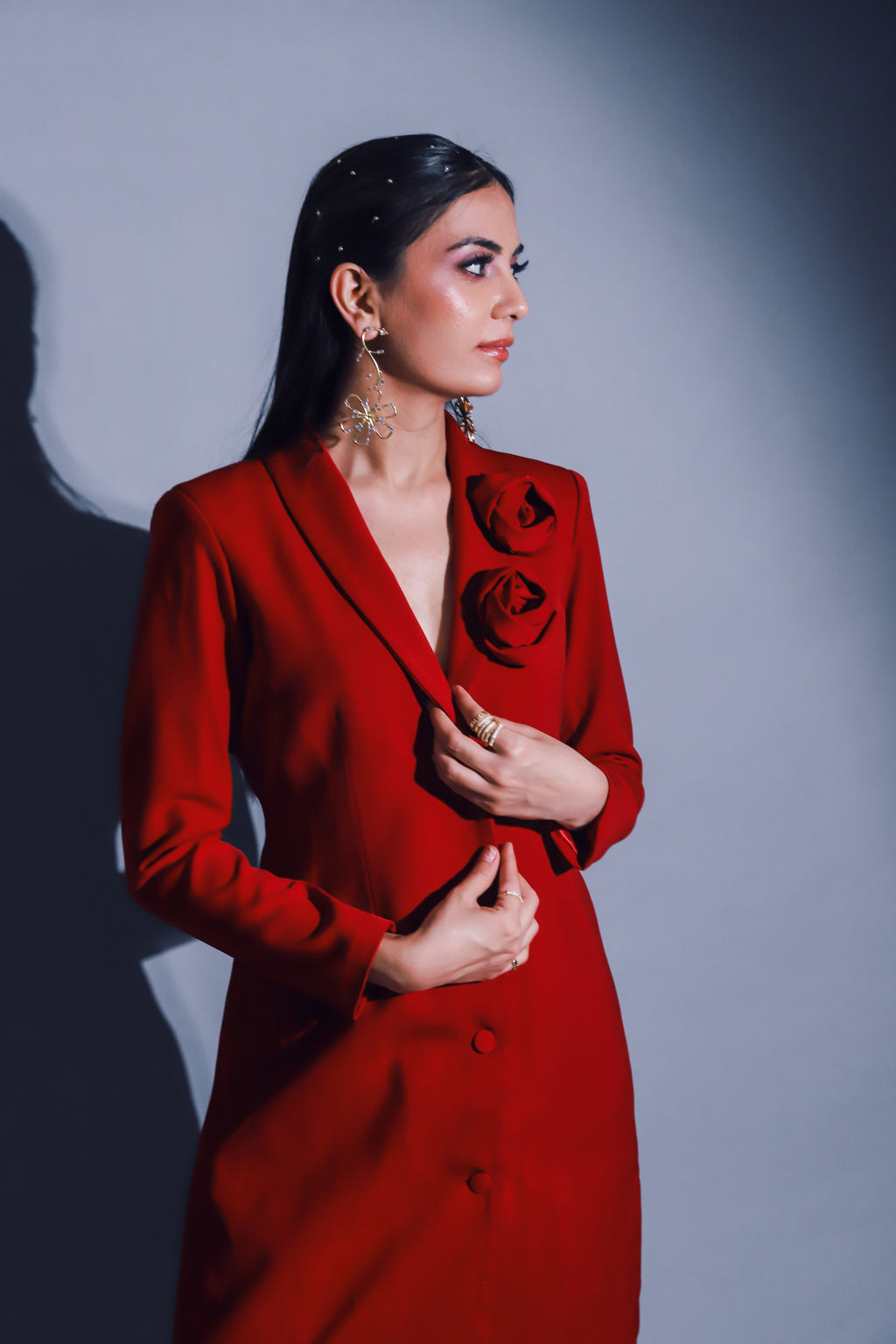 ROSE BLAZER DRESS - RED