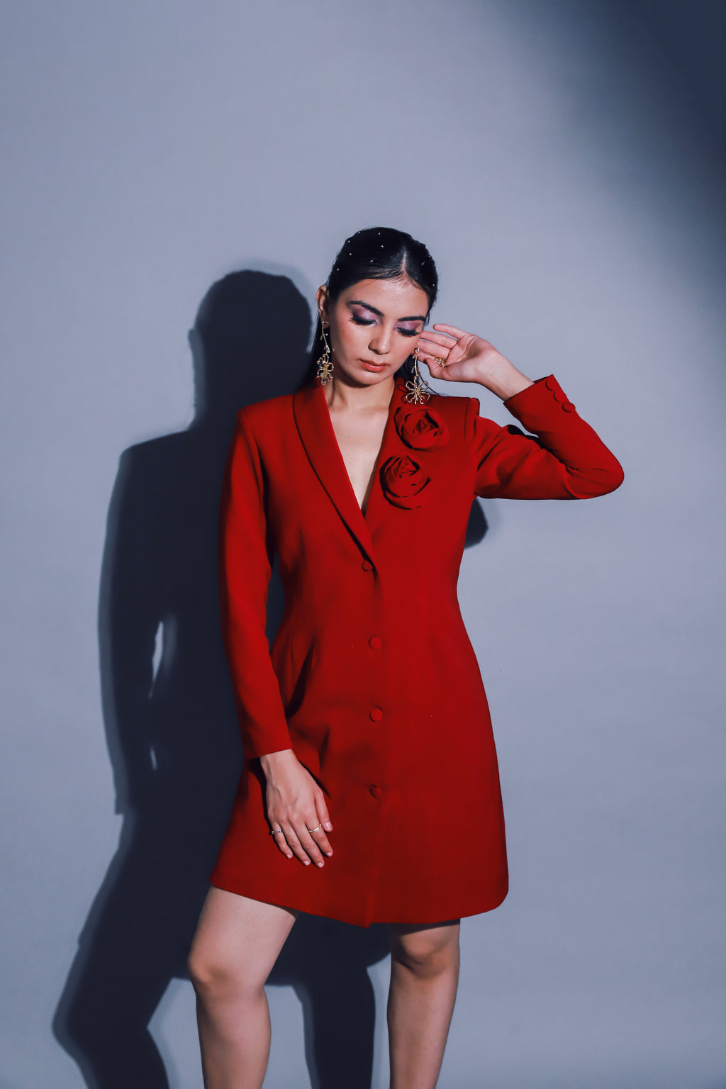 ROSE BLAZER DRESS - RED