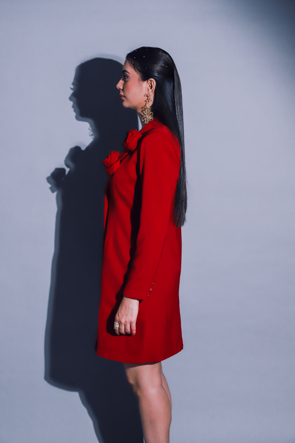 Rose Blazer Dress Red