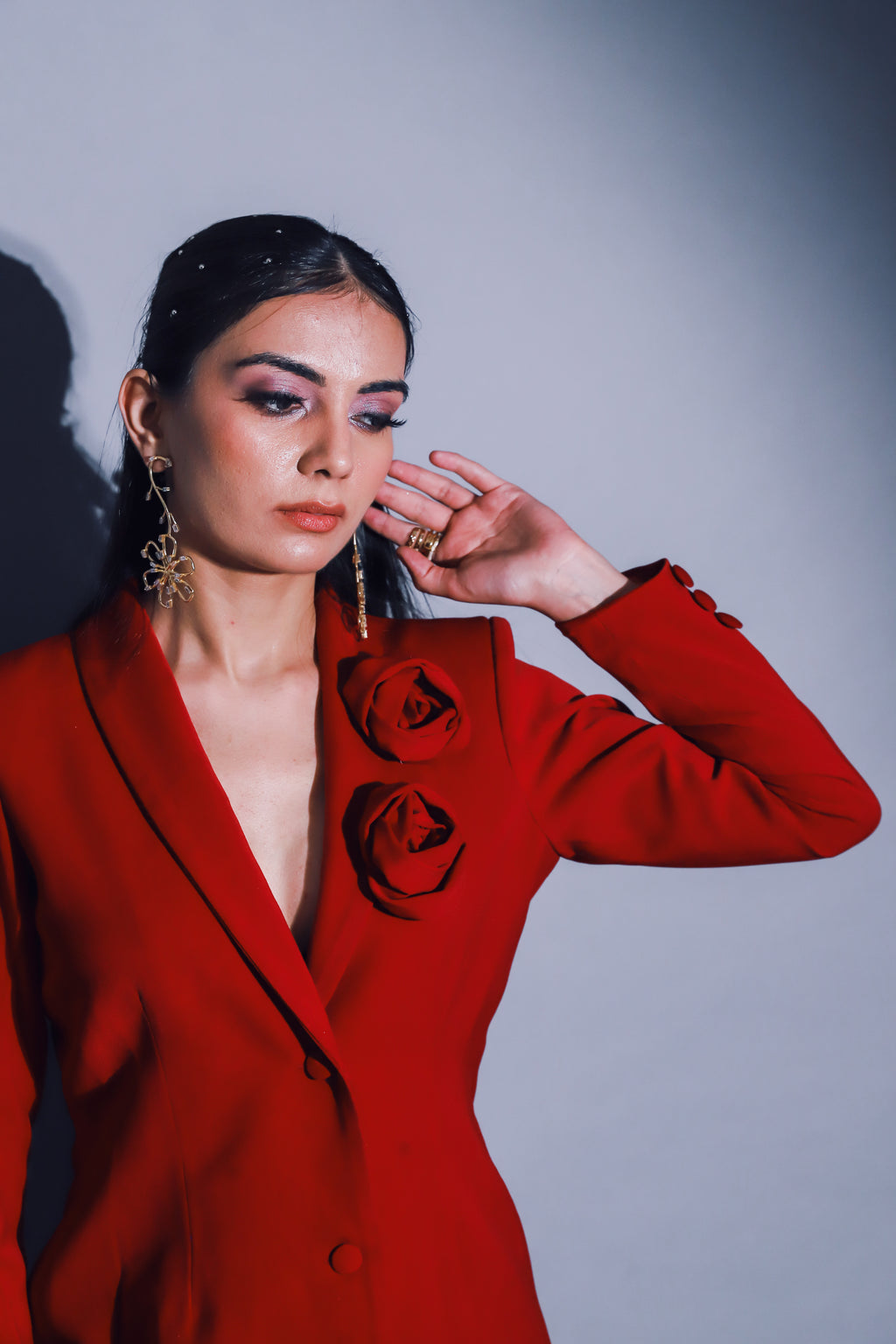 Rose Blazer Dress Red