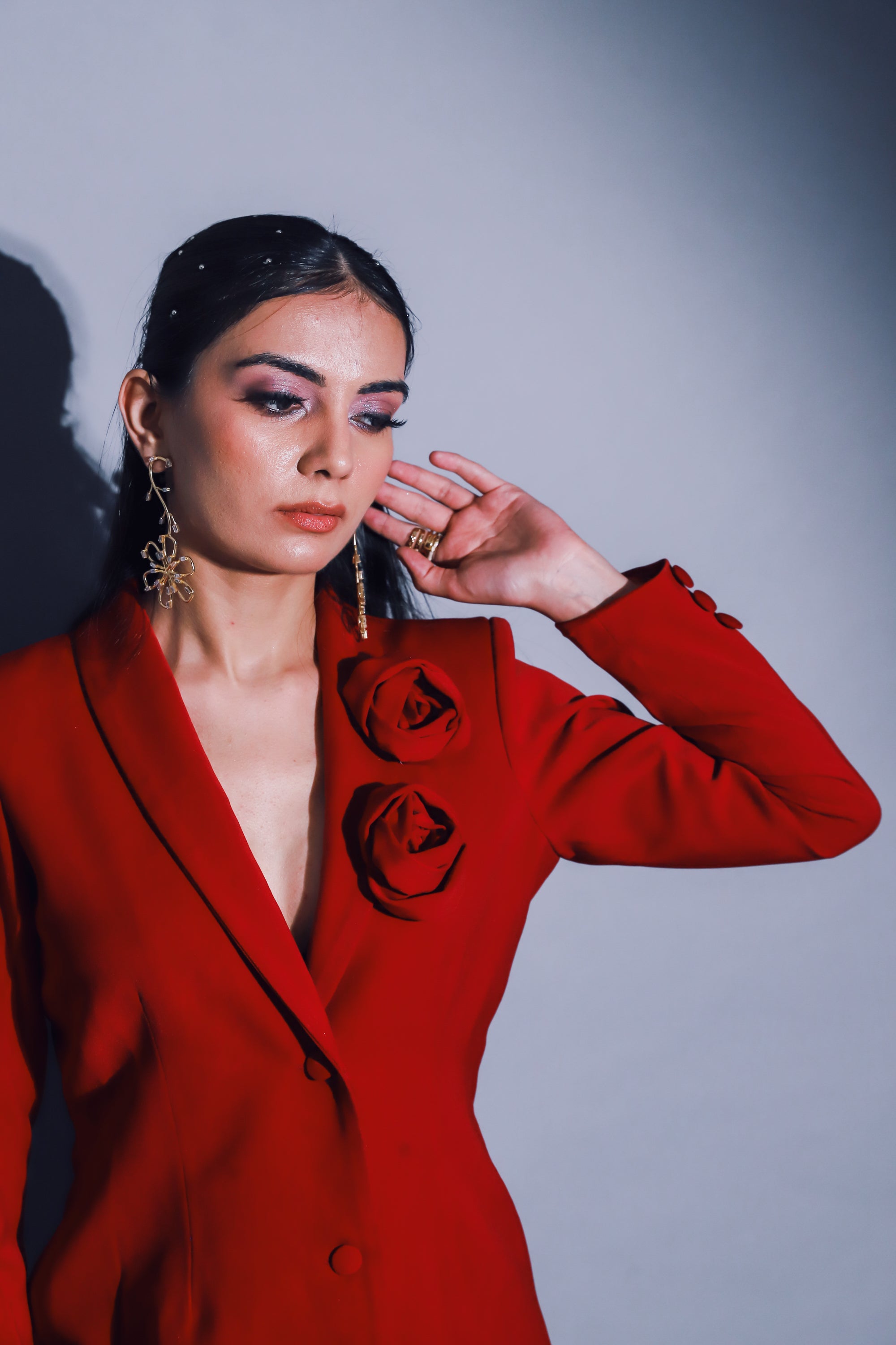 Rose Blazer Dress Red