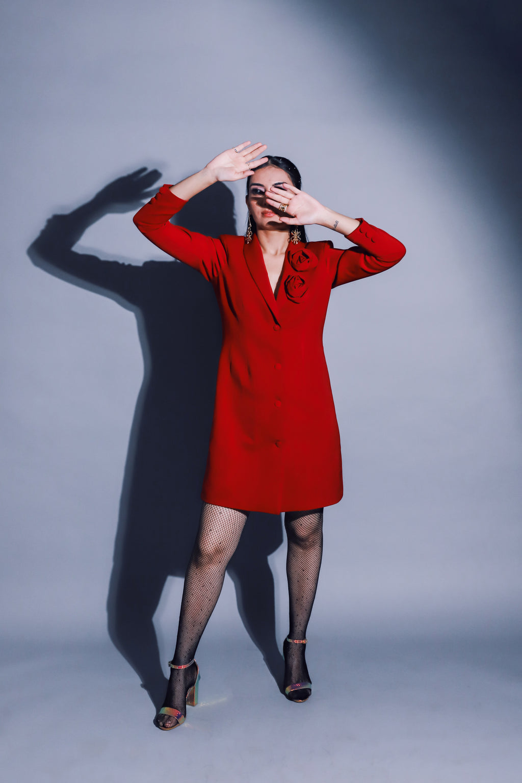Rose Blazer Dress Red